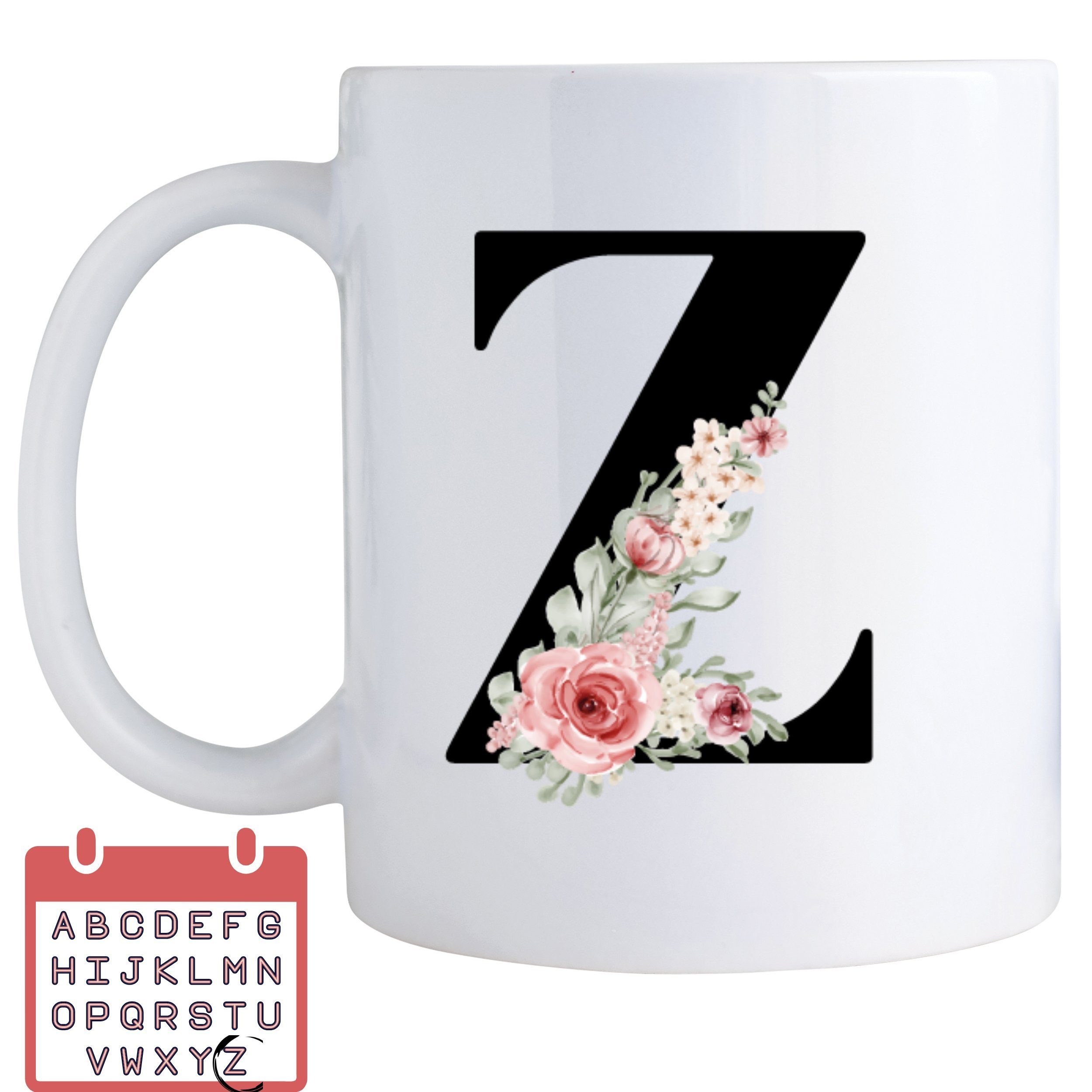 Giftandprint Tasse personalisiert mit Anfangsbuchstabe Monogramm Geburtstag Geschenk Frau, Geschenke für Frauen, Spülmaschinengeeignet, Mit Geschenkbox