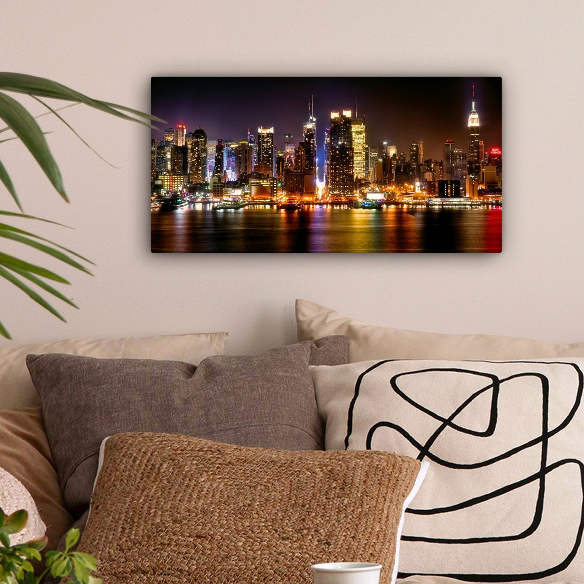 OneMillionCanvasses® Leinwandbild Panorama New York - Manhattan - Skyline, Fotodruck (1 St), Wandbild, Deko Schlafzimmer Wohnzimmer Flur 40x20 cm – Bild 2 von 5