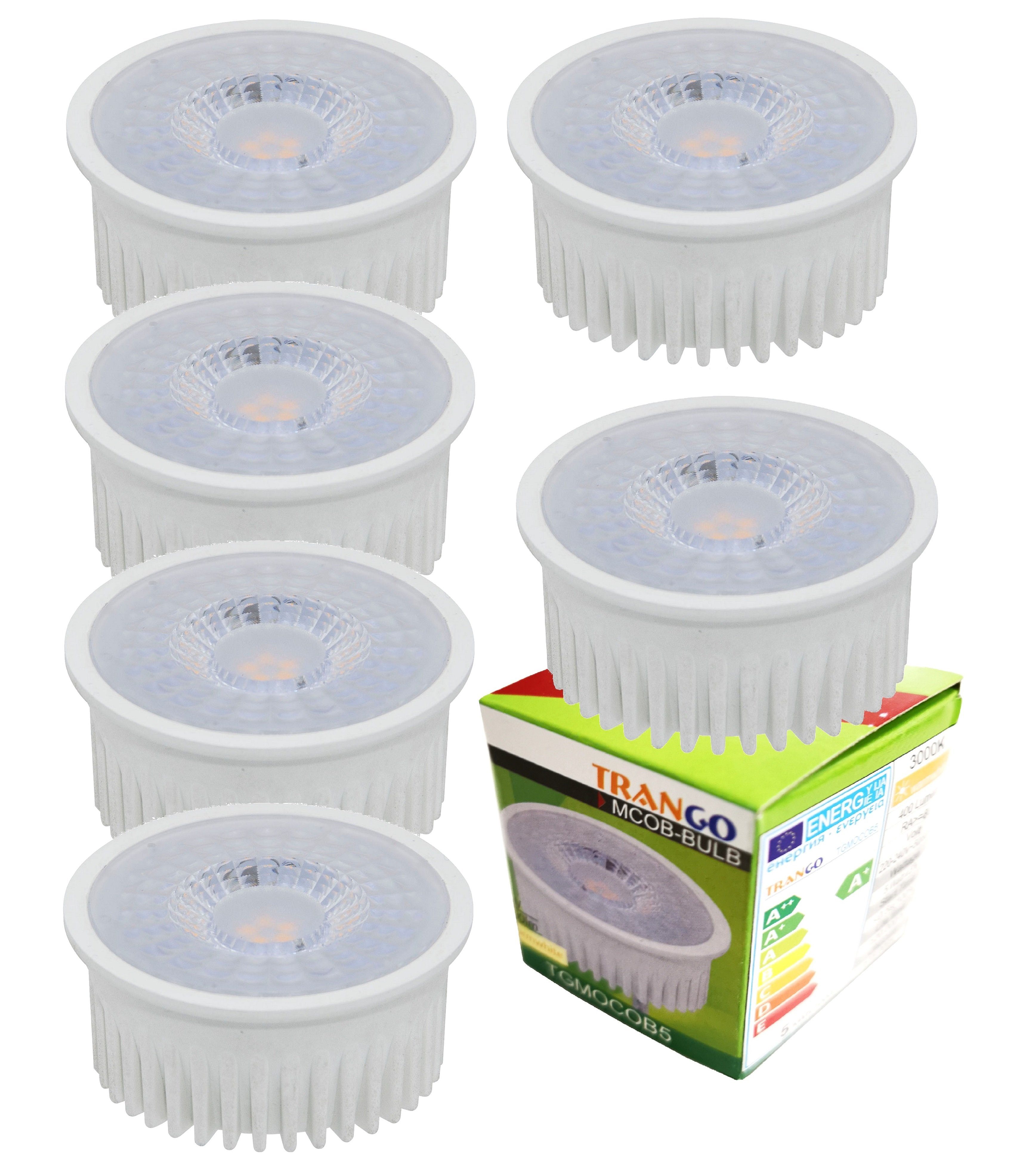 TRANGO LED Einbauleuchte, 3-Stufen dimmbar, 6er Set LED Einbaustrahler 6729-066MO6KSD in Weiß Rund incl. 3-Stufen dimmbar Ultra Flach LED Modul, 6000K Tageslicht (kalt-weiss), Deckenspot, Einbauspot, Deckenleuchte