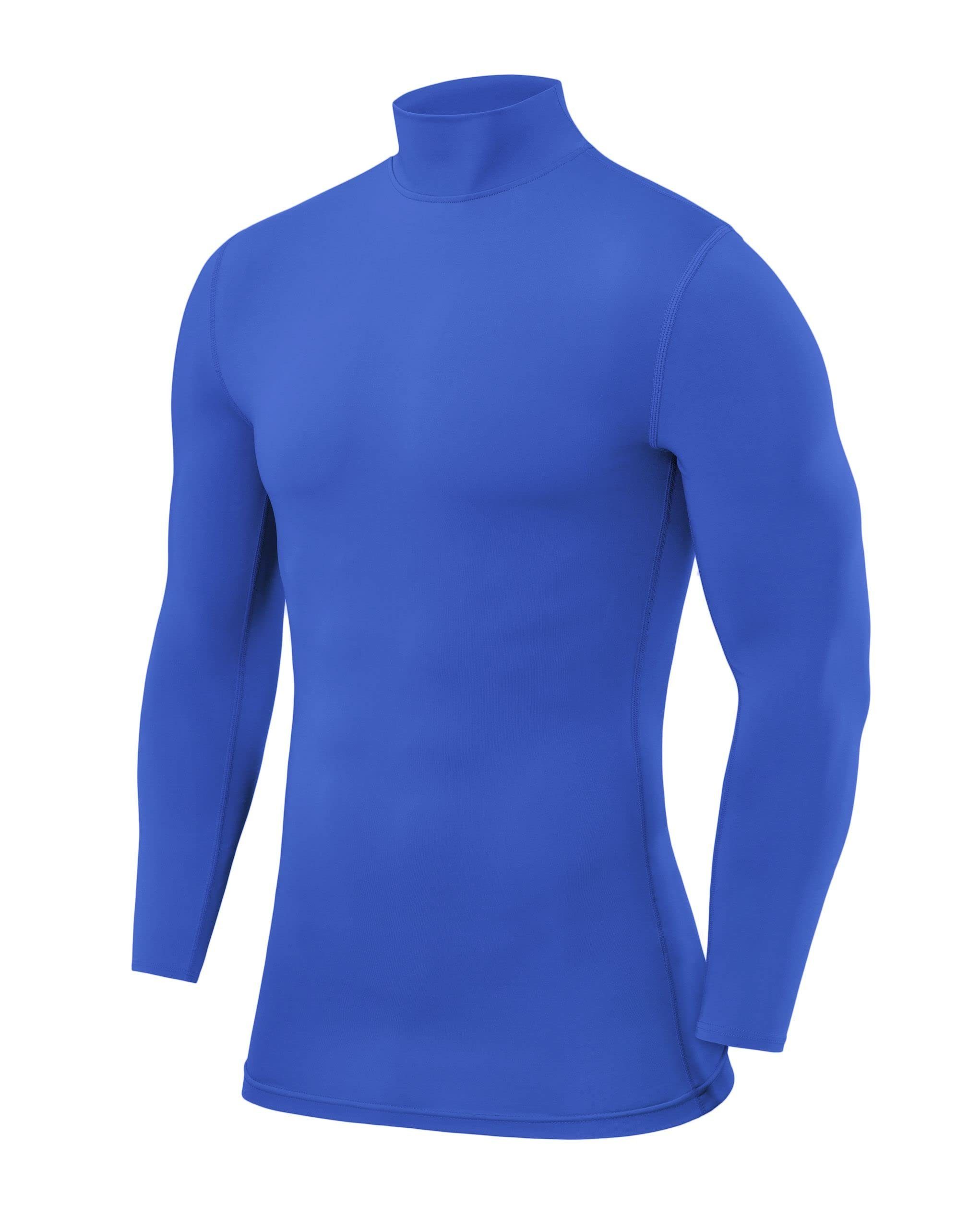 POWERLAYER Langarmshirt PowerLayer Herren Kompressionsoberteil Langarm Mock Neck - Blau | Shirts