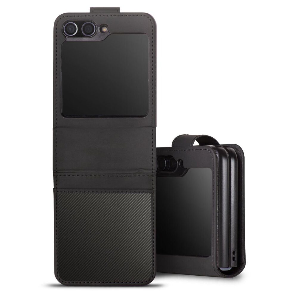 DeinDesign Handyhülle Metallic Look Muster Carbon Carbon, Samsung Galaxy Z Flip 5 Hülle Handy Flip Case Wallet Cover