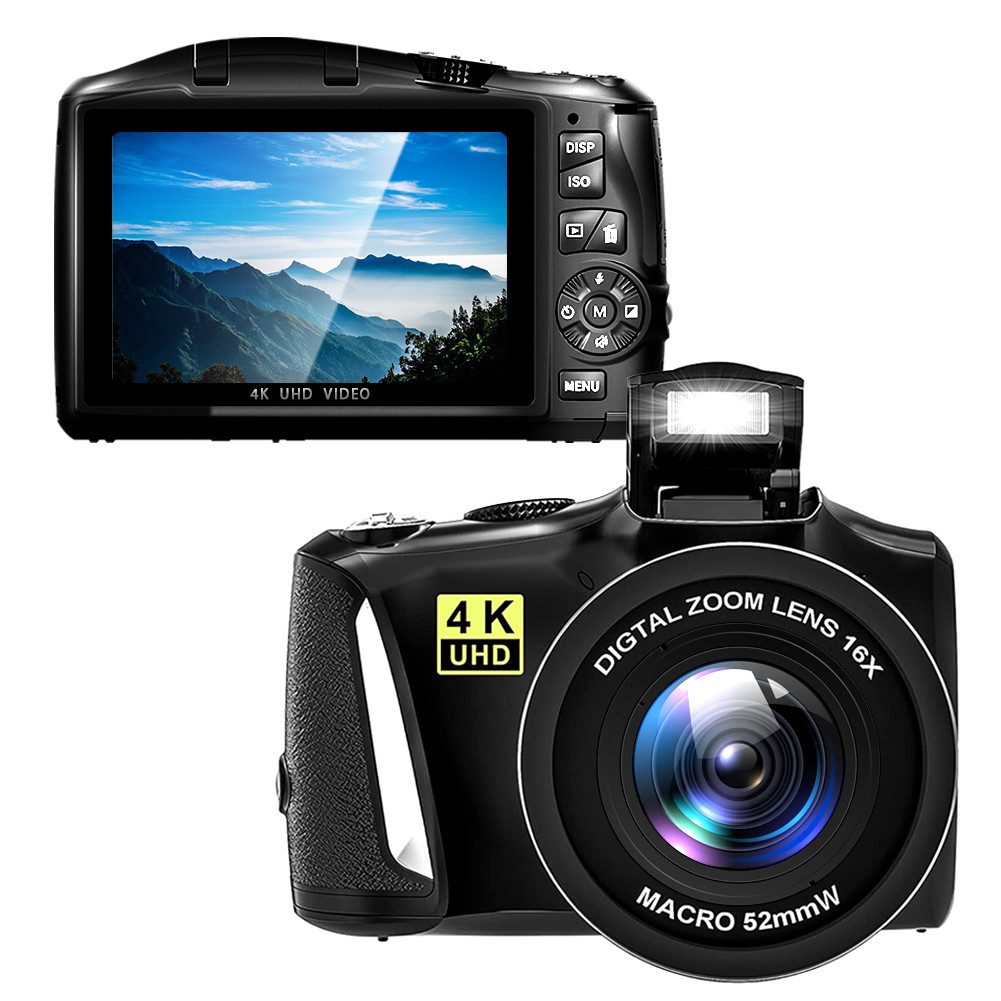 HT R3S Kompaktkamera (Makro-Objektiv, 48 MP, 16X Digitalzoom Fotokamera für Anfänger in der Fotografie)