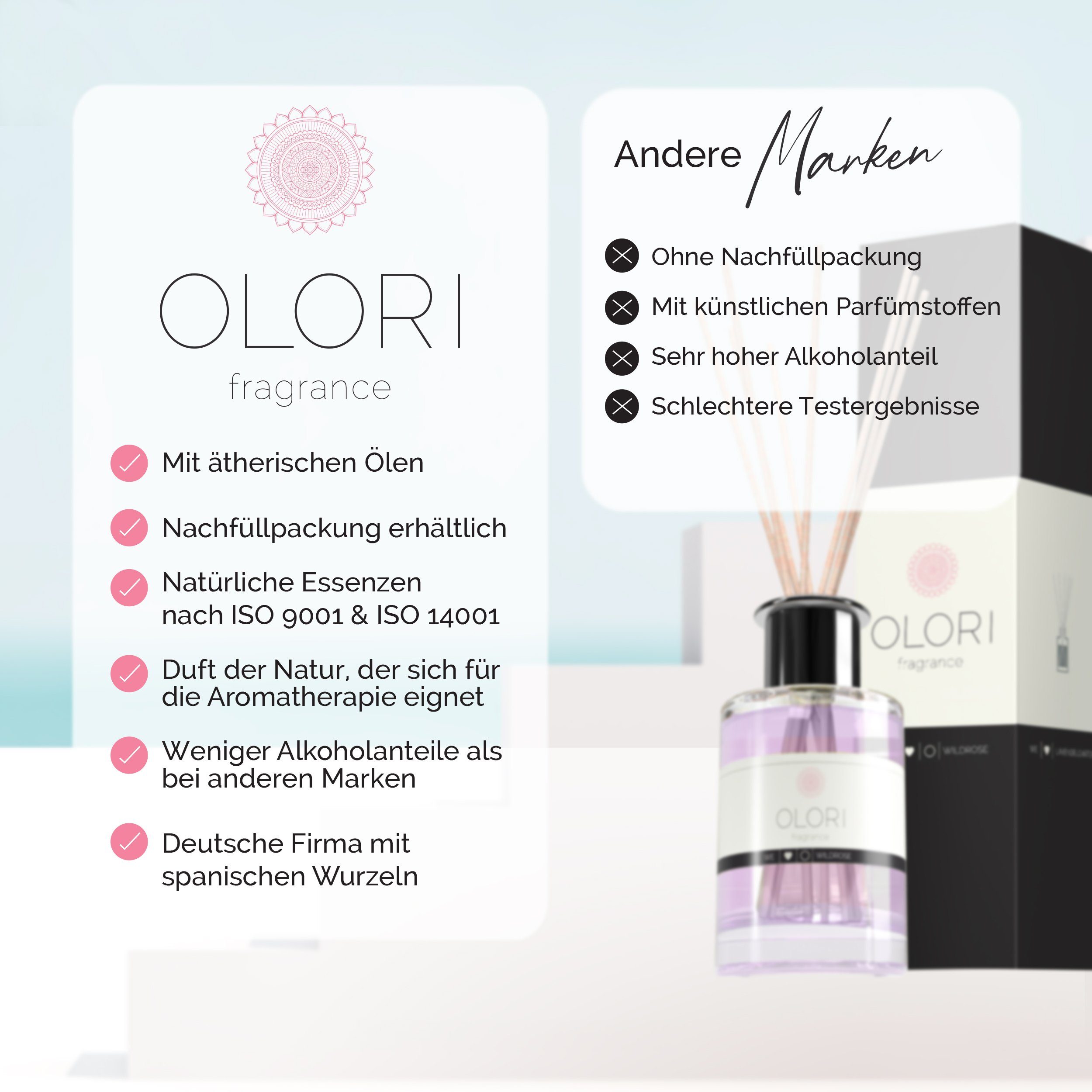 Raumduft OLORI ätherischen Diffuser Rose ml I I I (1-St) Ölen 200 mit