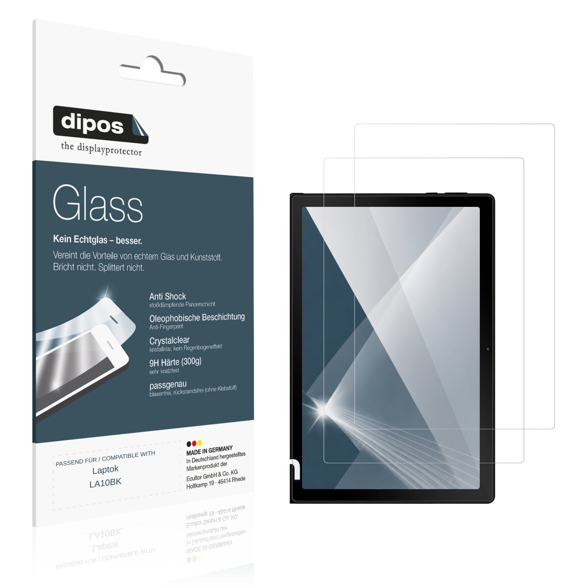 dipos Displayschutzfolie Schutzfolie für Laptok LA10BK, 2 Stück, Displayschutz Schutz Folie Made in Germany