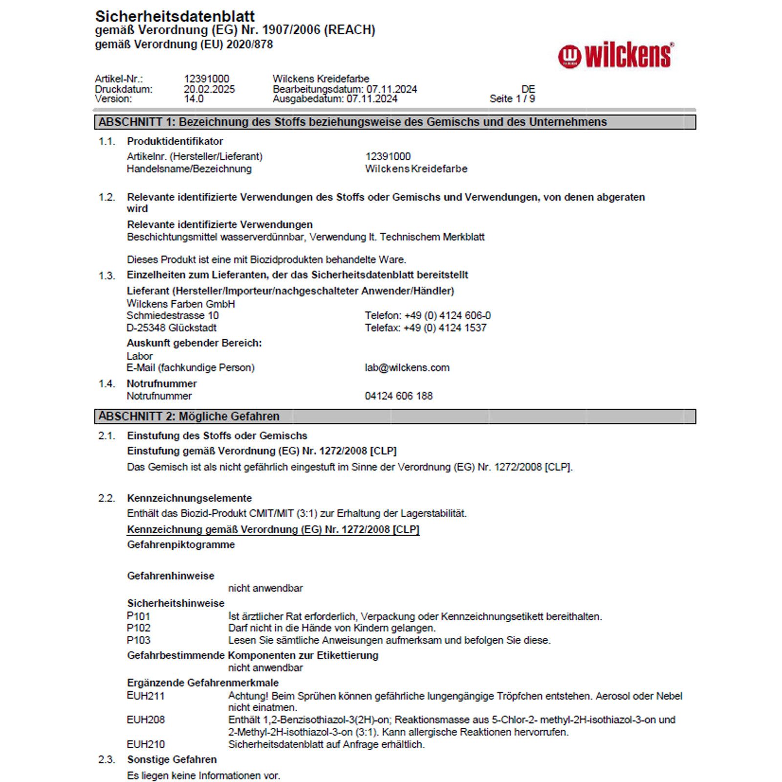 Wilckens Farben Kreidefarbe Kreide-Farbe - 0.75 Liter