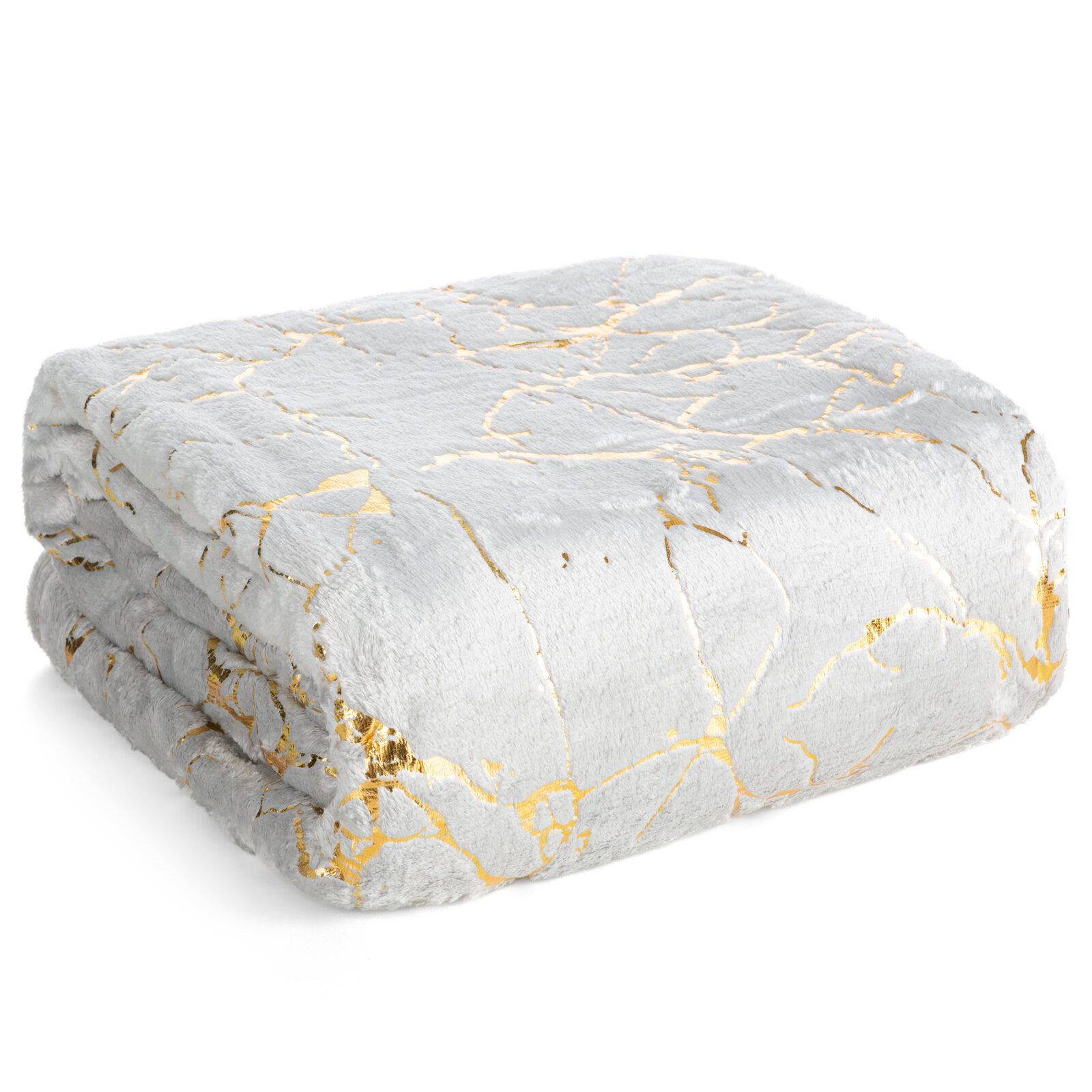 Wohndecke MARMOR, Eurofirany, 150x200 goldenes Marmor-Muster, silber, creme günstig online kaufen