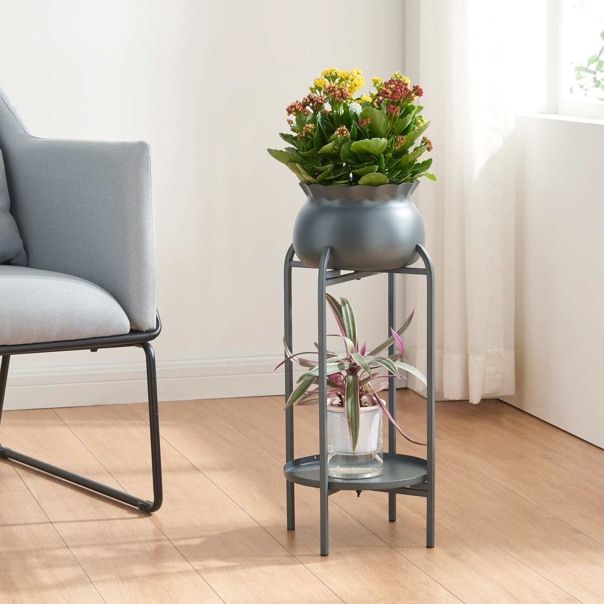 en.casa Blumenständer, »Altena« Metall 80,5 x 40 x 40 cm Schwarz günstig online kaufen