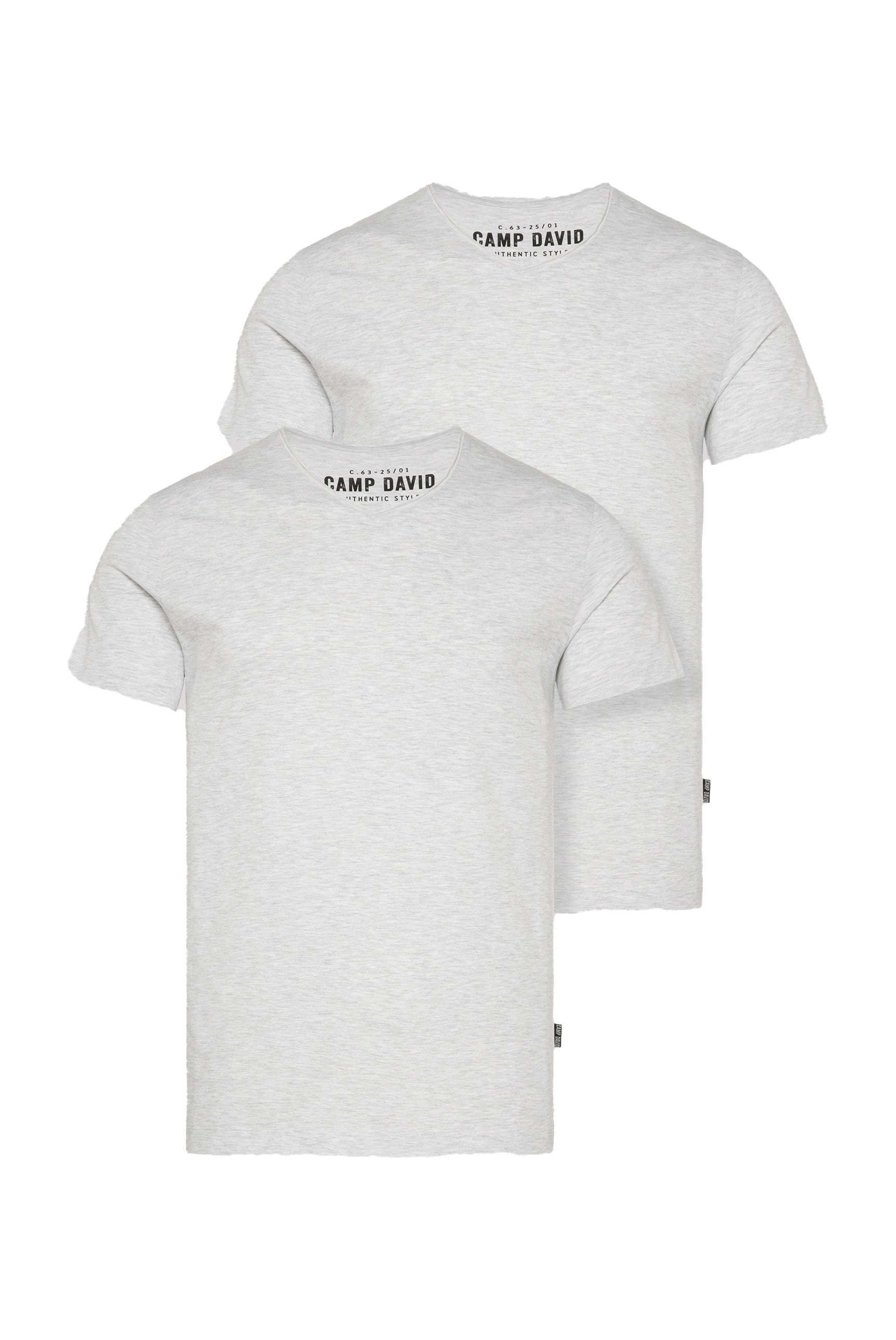 CAMP DAVID V-Shirt, (2 tlg.), gerade Form, Baumwolle, V-Ausschnitt günstig online kaufen