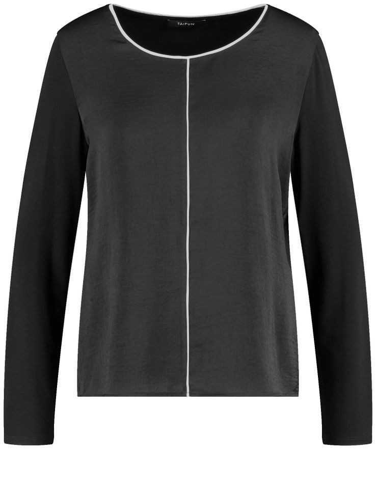 Langarmshirt - elegantes Blusenshirt - Langarmbluse mit Kontrast-Leisten