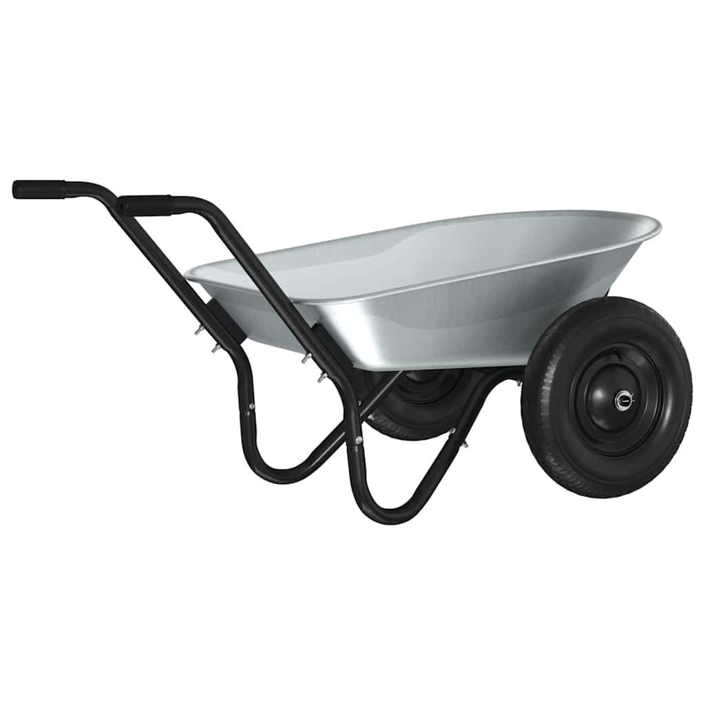 vidaXL Schubkarre 124 x 73 x 65 cm Gartenkarre Schubkarre Silber und Schwarz 124x73x65 c