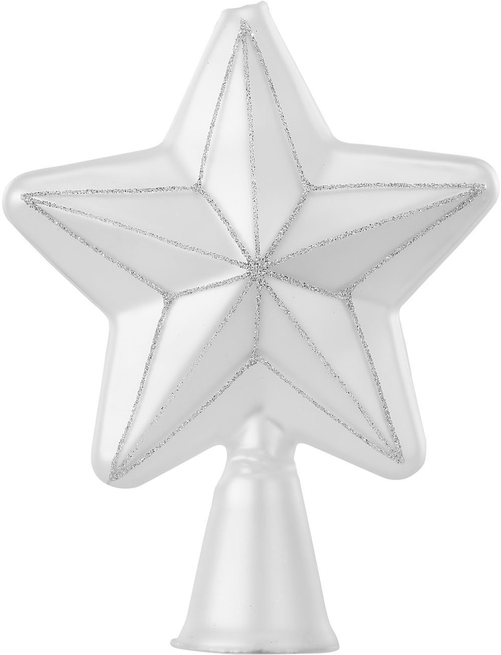 MAGIC by Inge Christbaumspitze, Christbaumspitze Stern 17cm Glas mit Glitzer - Just White