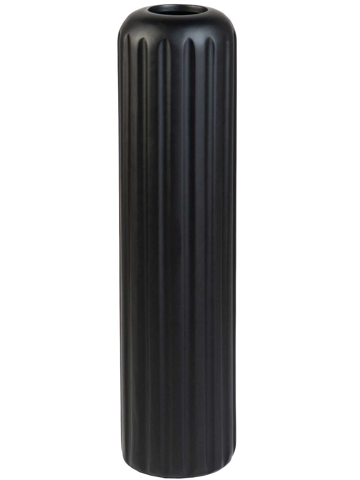 VIVANNO Bodenvase Fiberglas VERTA Säule - Wellenschwarz Matt Mit Muster (1 St), 20x80 cm