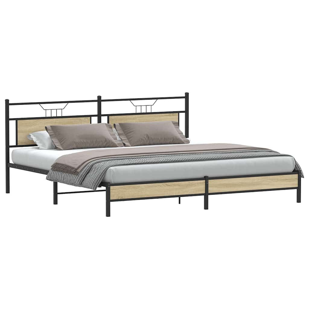 vidaXL Bett Metallbett ohne Matratze Sonoma-Eiche günstig online kaufen