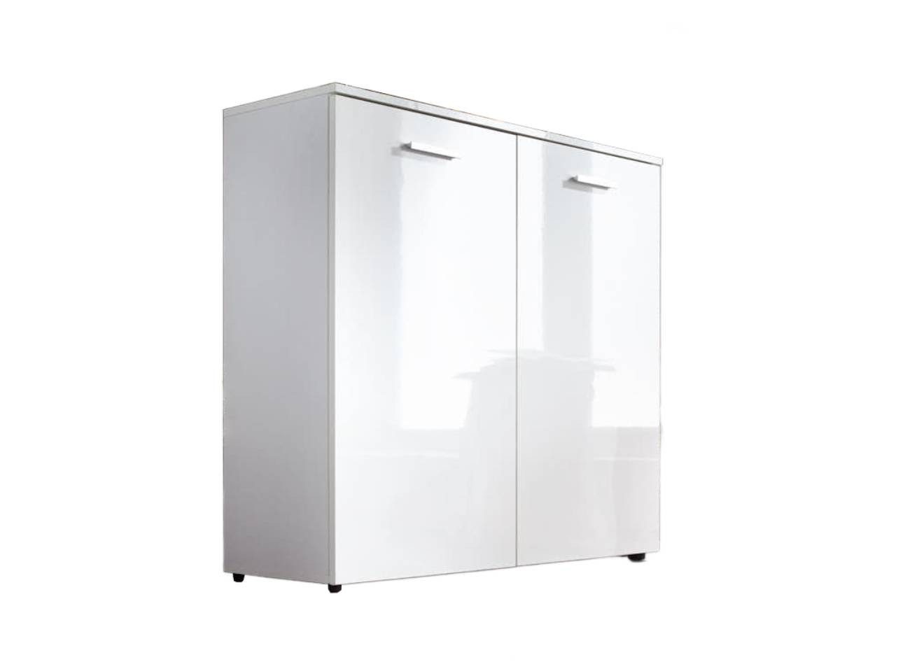 BMG Мебель Kommode Marbella 4 (Kommode, Schuhkommode, 88 cm breit mit Softclose Hochglanz Türen), Fronten in weiß Hochglanz, Platz für ca. 16 Paar Schuhe bis Размер 46