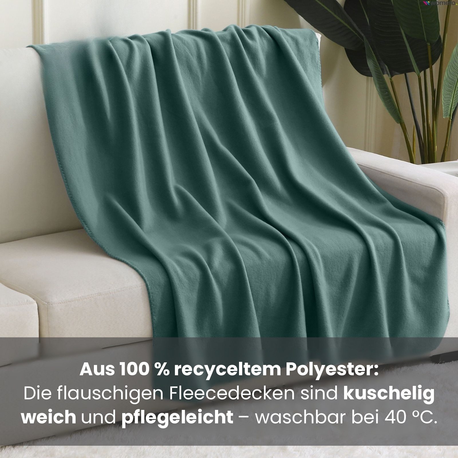 Wohndecke 2er Set eco-line Fleecedecke ca. 130x160, wometo, OEKO-TEX®, 100% recyceltes Material, Antipilling – Bild 2 von 5