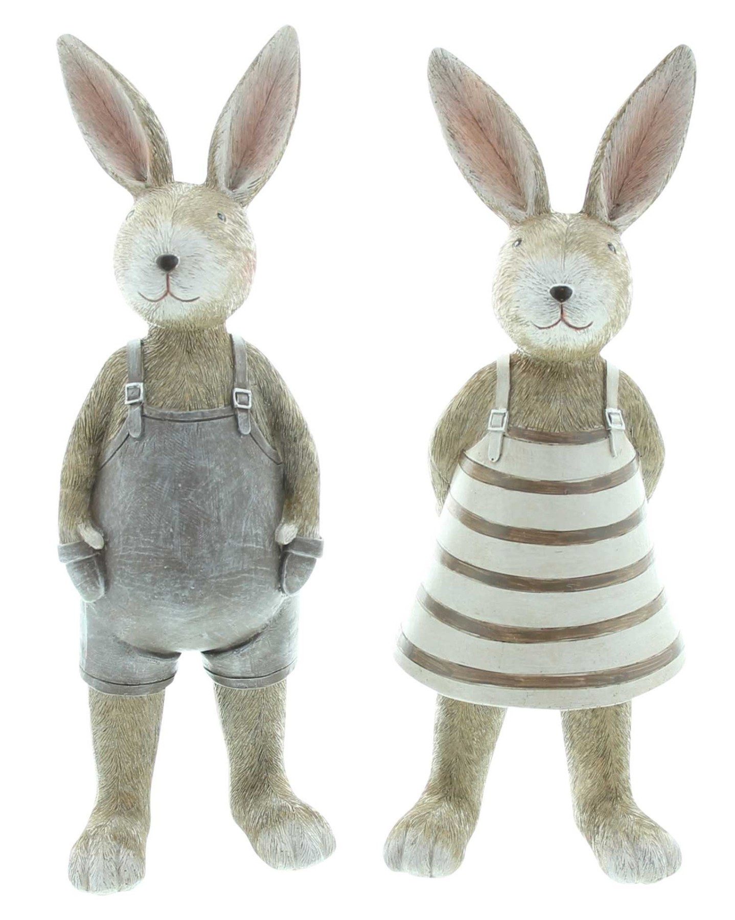 Dekoleidenschaft Osterhase "Natur" Hasenpaar in Naturtönen 29 cm, Dekofigur Osterdeko, Gartendeko (im Set, 2 St), Osterfigur, Figurenset für Draußen