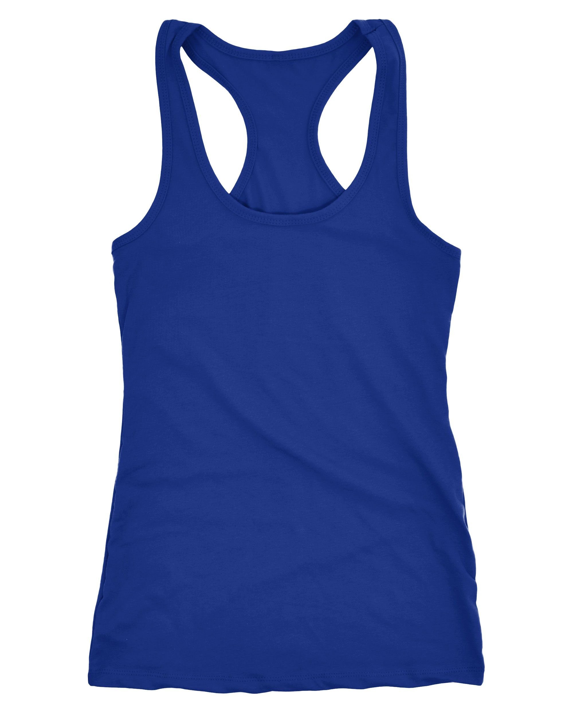 Baumwolle Print-Shirt Damen Neverless® Print unifarben mit blau Racerback Tank-Top Neverless