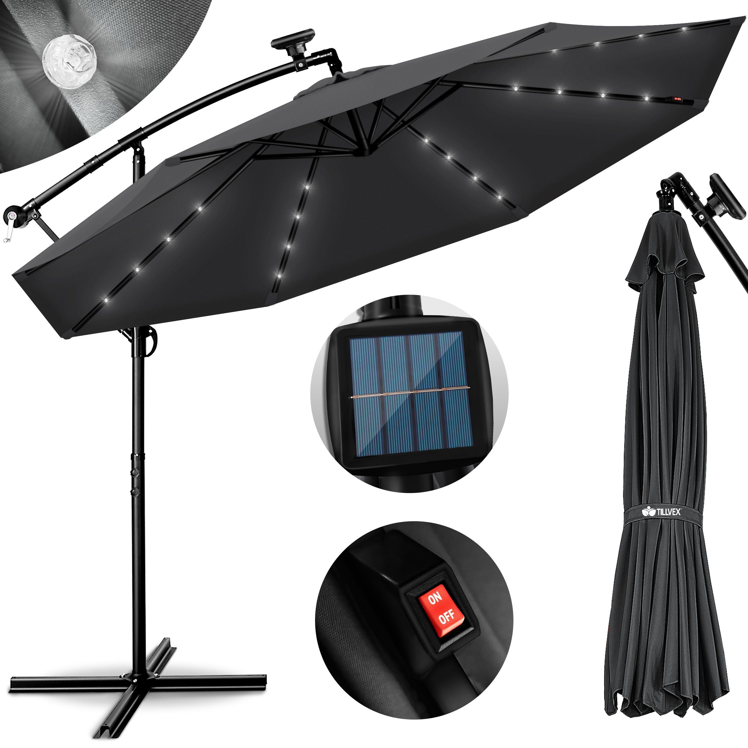 Ampelschirm Sonnenschirm Gartenschirm mit LED Marktschirm 3m 3,5m mit Ständer 