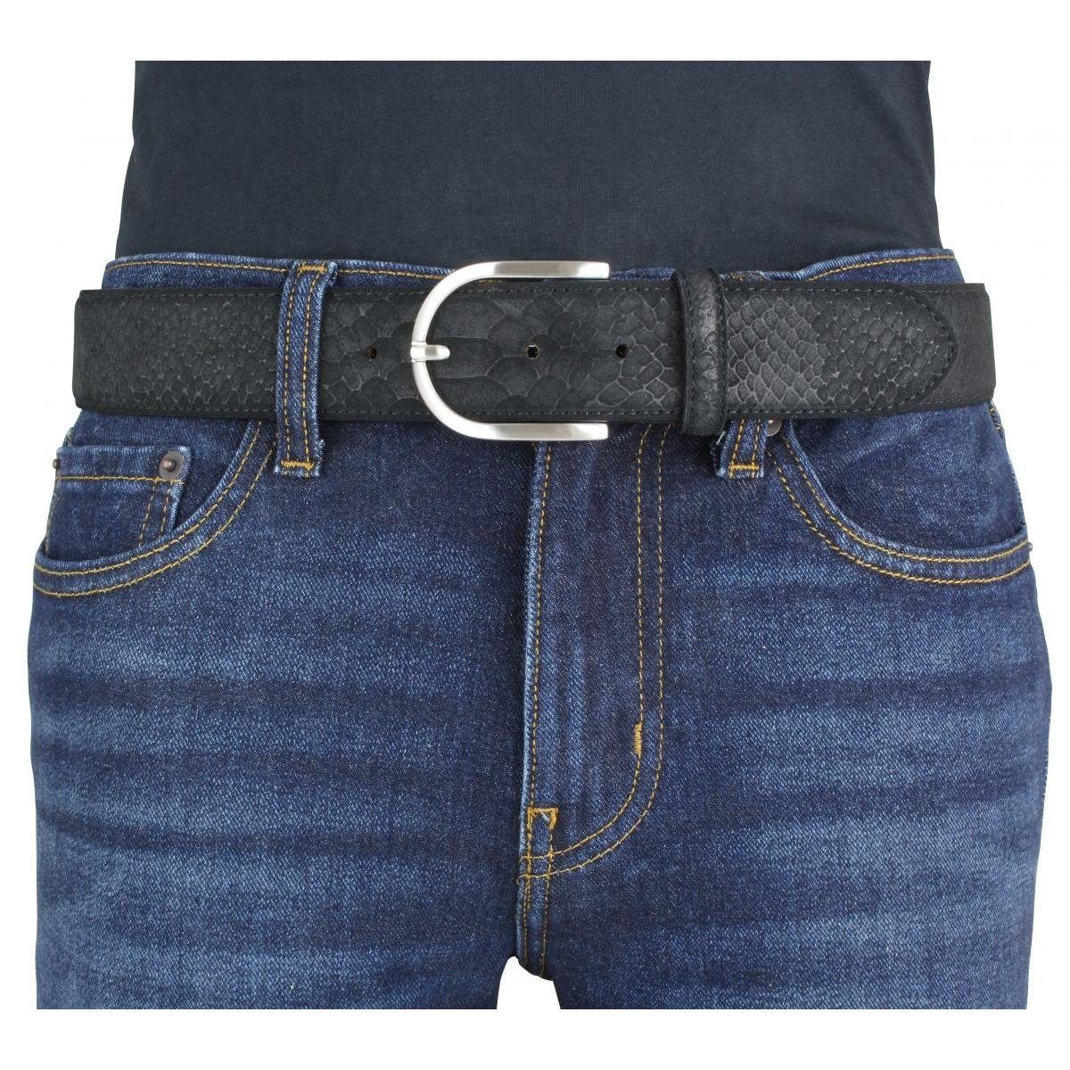 BELTINGER Ledergürtel Damen-Gürtel mit 40mm Damen Schl Pythonprägung - Leder-Gürtel Silber cm Schwarz, für 4