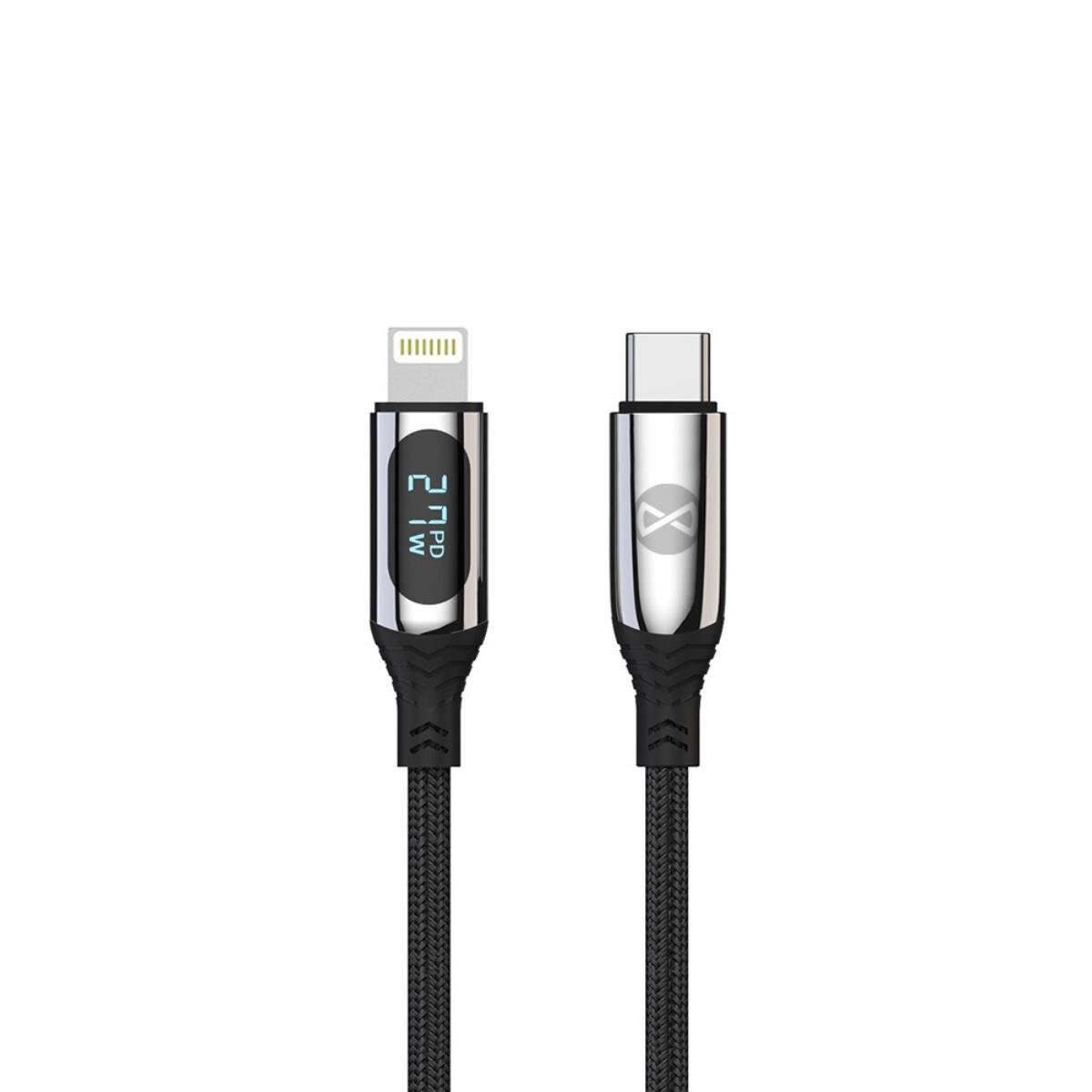 Forever USB-C LCD 1 m 27W kompatibel mit iPhone USB-Kabel, USB-C, USB Typ C (100 cm), LCD-Display zur Anzeige der aktuellen Ladeleistung