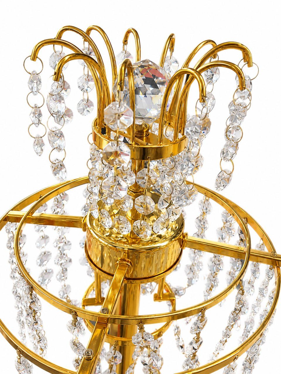 JVmoebel Stehlampe Kristall Gold Klassisch Barock Luxus Wohnzimmer Lampe Sofort, abhängig vom Leuchtmittel, Goldfarbene Stehlampe mit Kristallbehang