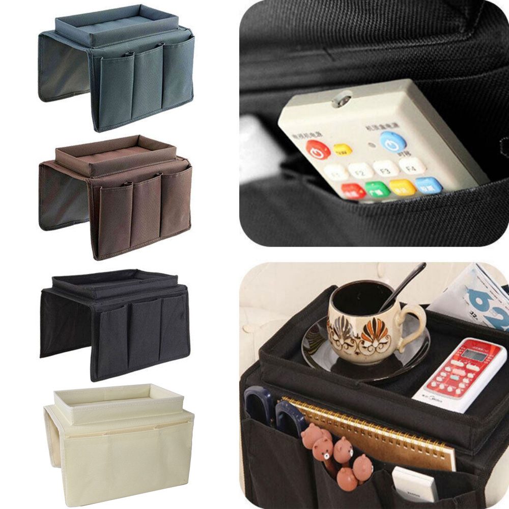 PRIISF Tablett Sofatablett Armlehne Organizer Tasche Anti-Rutsch Couch Getränkehalter, Oxford, (Couch Sessel Stuhl hängen Aufbewahrungstasche, Tablett Couch Ablage für Sofalehne Praktische Sofa Ablage), Faltbar Sofa Tablett für Buch, Magazin, Handy, Fernbedienung