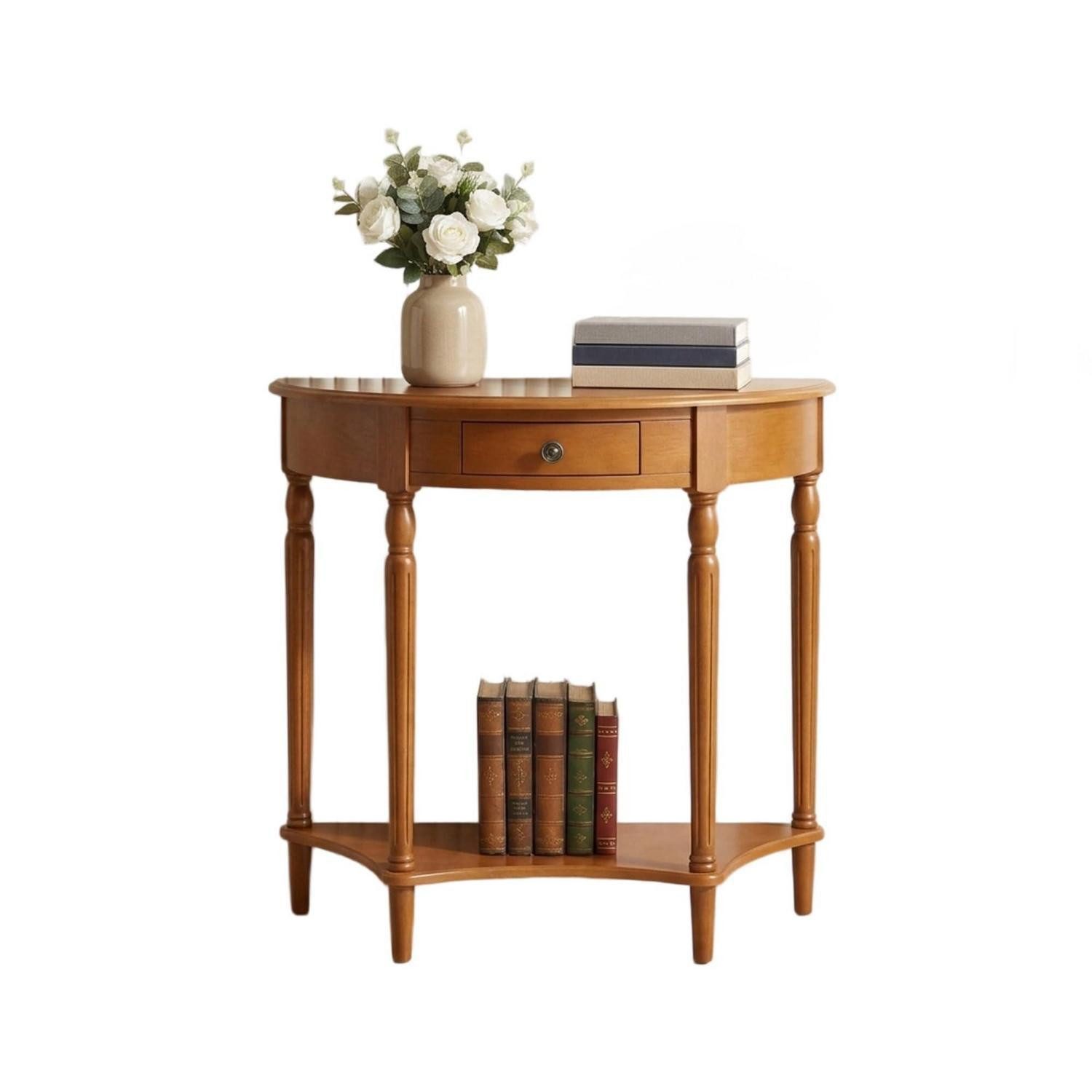 LuxusKollektion Konsolentisch Konsolentisch Halbmond Light Walnut 90cm (1-St)
