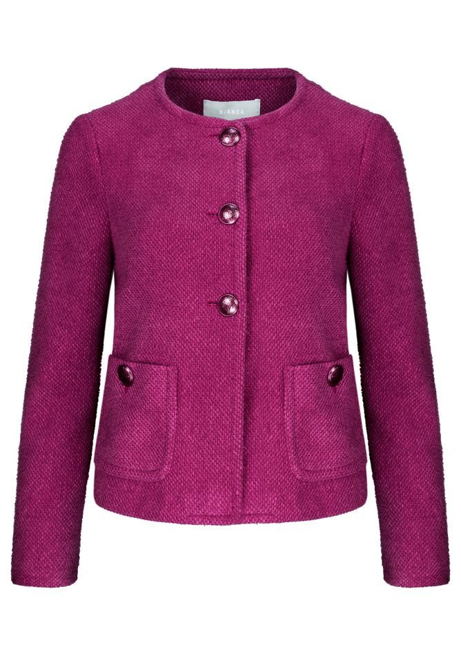 Kurzblazer – Strukturjersey-Blazer mit Rundhalsausschnitt