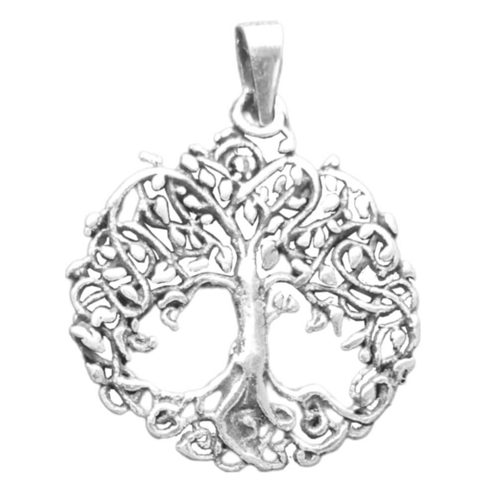 Kettenanhänger Keltischer Baum Anhänger mit Blätter 925 Silber 25 mm Kettenanhänger
