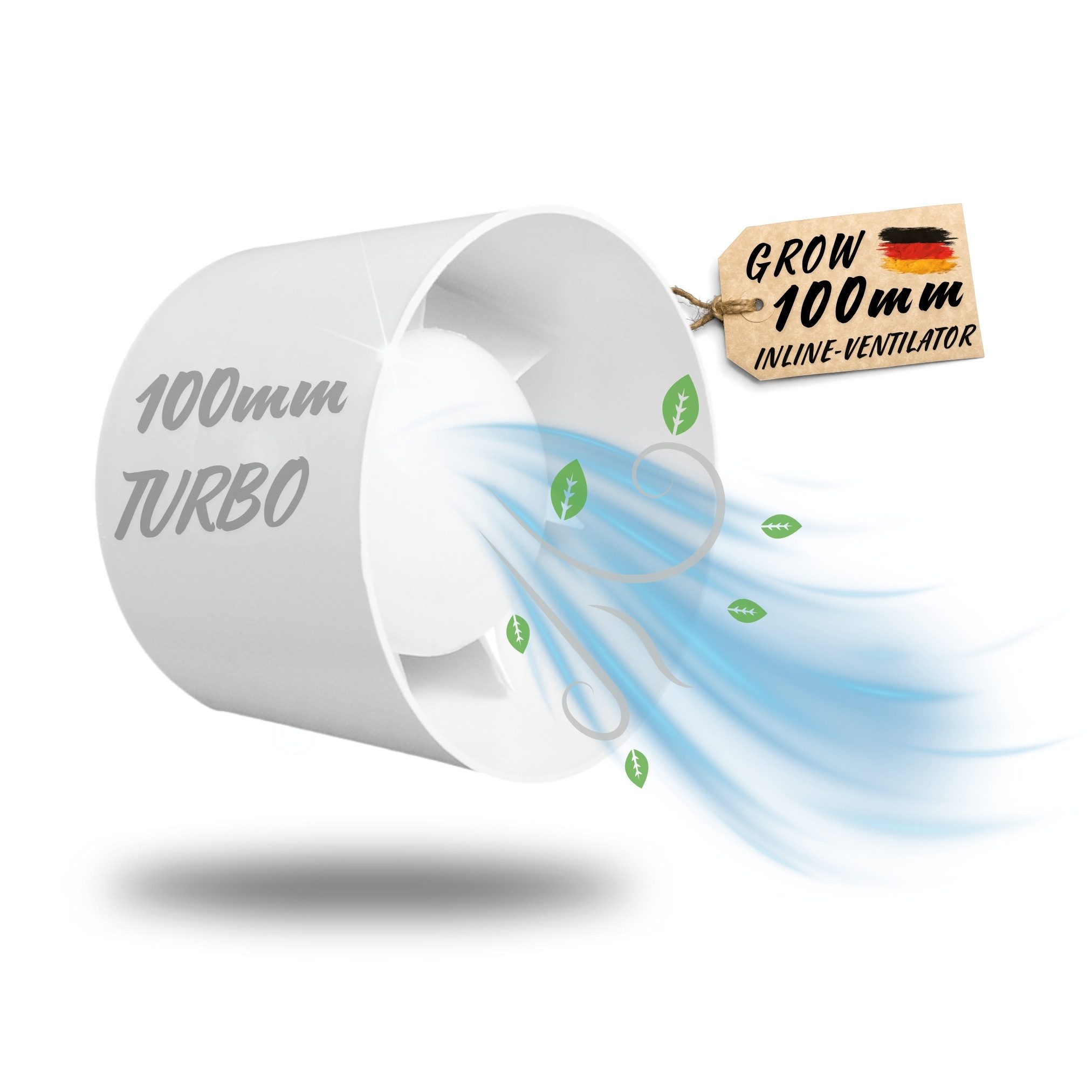 TronicXL Turboventilator 100mm Abluft Zuluft Grow Lüfter Inline Ventilator Rohrlüfter Grower, für Growbox Growzelt Growschrank Zubehör Abluftventilator