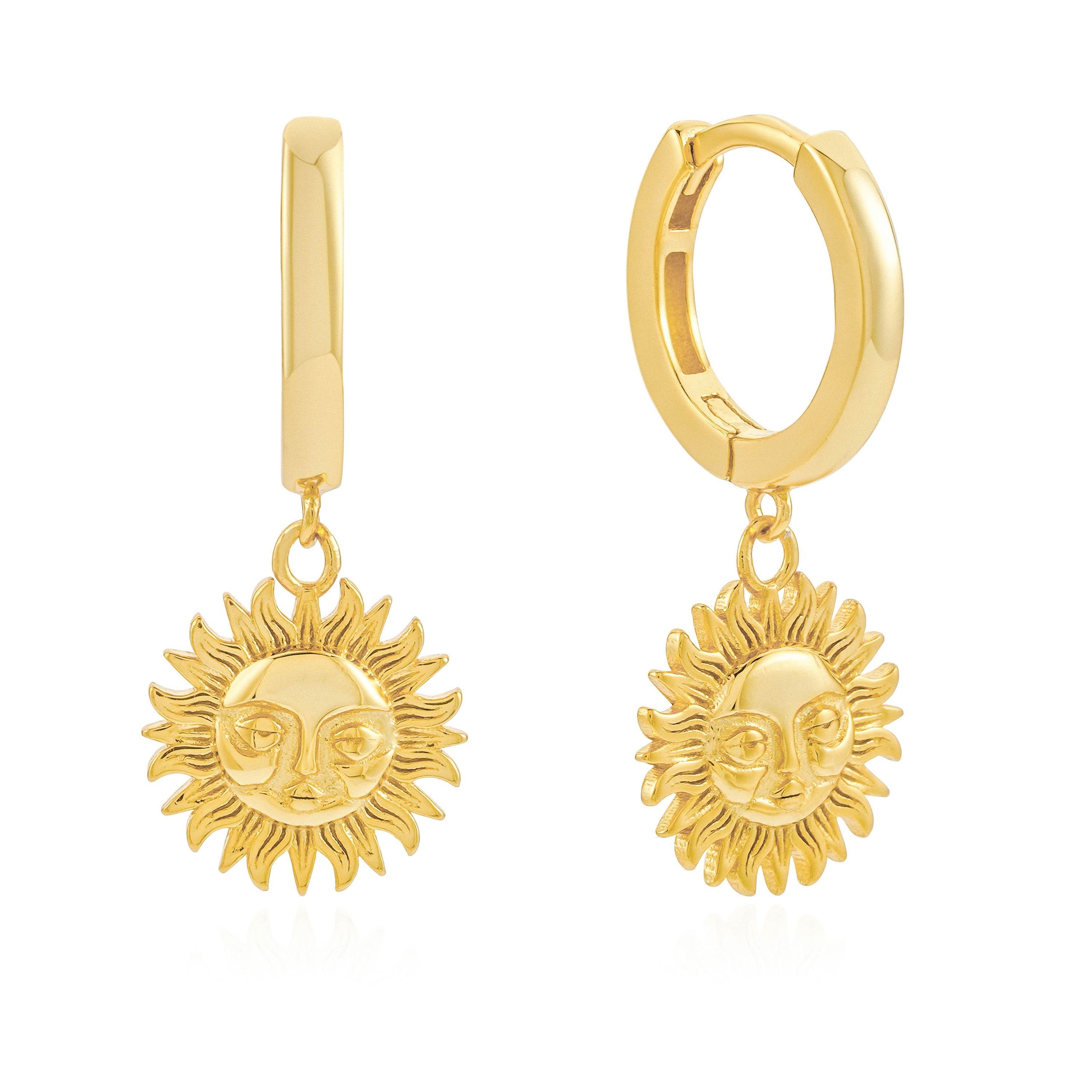 Brandlinger Paar Ohrhänger Ohrringe Salerno, Silber 925 vergoldet, Ohrringe mit Anhänger Sonne