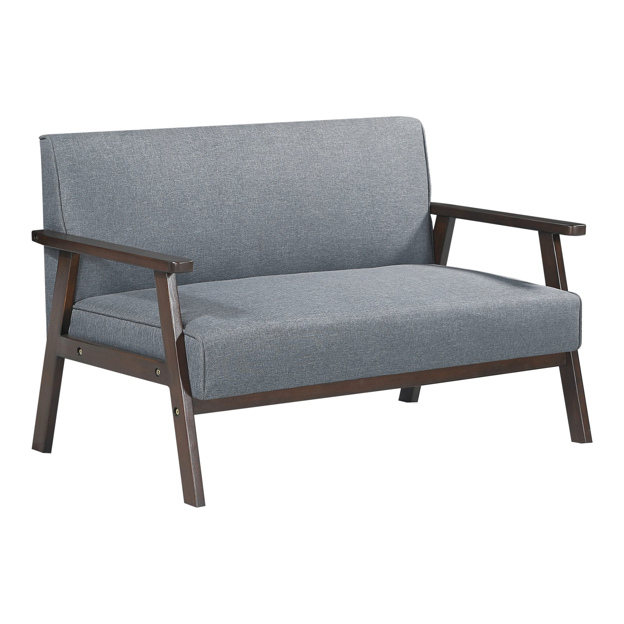 en.casa Polsterbank, »Kinda« 2-Sitzer mit Holzgestell 121 x 69 x 75 cm Grau