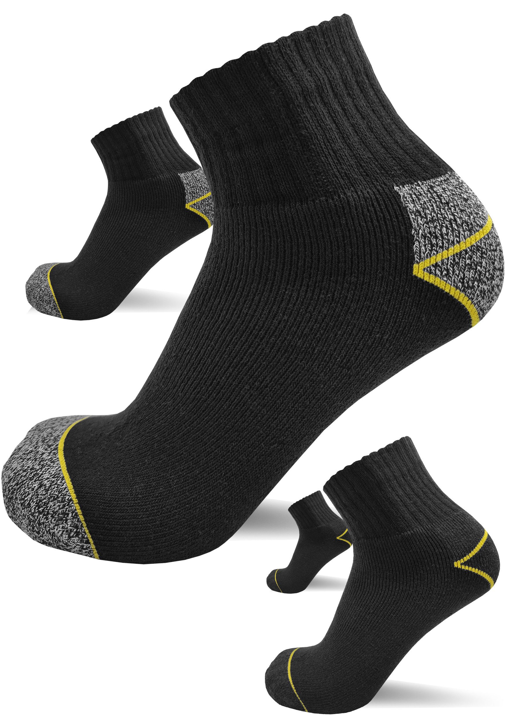 sogzz Arbeitssocken 6-12 Paar Herren Quarter Arbeit Socken verstärkt 75% Baumwolle (Modell: sogzz WORK Quarter Basic (halbhohe Kurzsocken), 12-Paar)