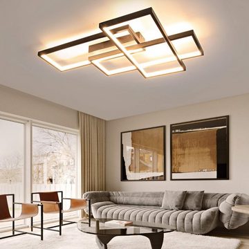 Nettlife LED Deckenleuchte Schwarz Dimmbar mit Fernbedienung Modern Deckenlampe Geometrisch, Nicht dimmbar, LED fest integriert, Warmweiß, für Schlafzimmer Wohnzimmer Flur Büro Balkon, 35W, 65CM