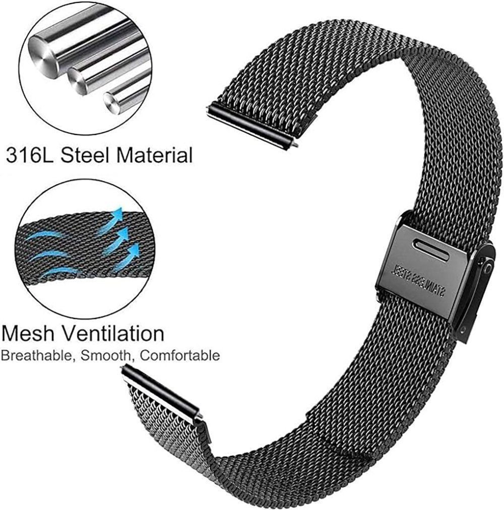 Forrlite Uhrenarmband Smartwatch-Armband, Ersatzband aus Edelstahl, Meshband, Milanaise-Armband für Damen Herren und kompatible Uhren – Bild 4 von 4