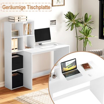 Woltu Schreibtisch, mit Regal 2 Vliesstoffboxen, für Büro Home Office Arbeitszimmer