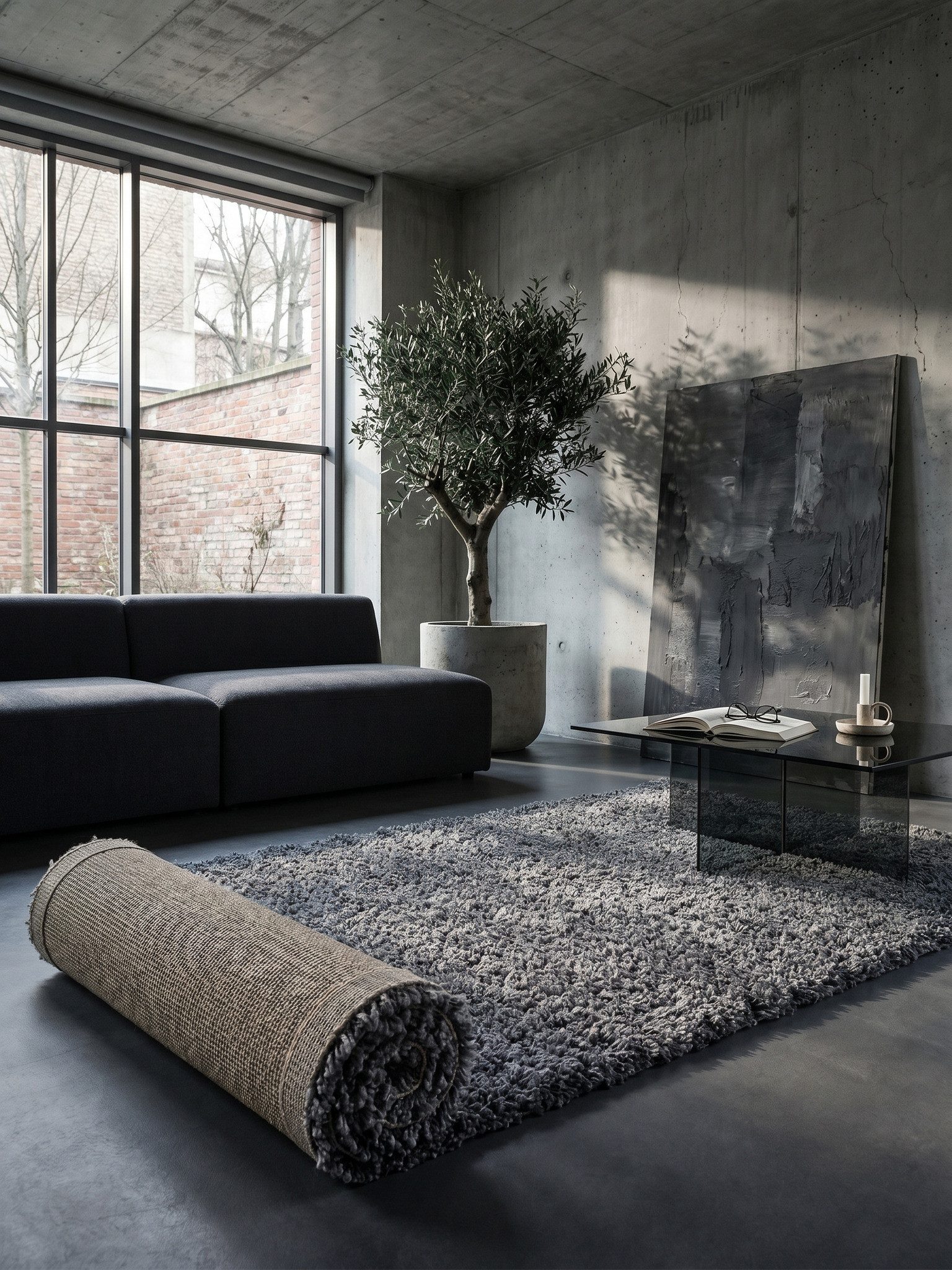 KADIMA DESIGN Teppich RHEIN Shaggy Langflor Wohnzimmer Schlafzimmer Waschbar Esszimmer, Läufer, Höhe: 32 mm, Grau, 60x110 cm, Wohnzimmerteppich Strapazierfähig  – Bild 3 von 5