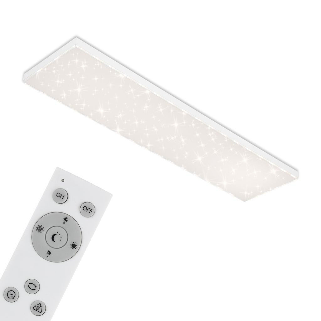 Briloner Leuchten LED Deckenleuchte 7381-416, Dimmfunktion, LED fest integriert, 2700K - Extra-Warmweiß, CCT, dimmbar, rahmenlos, Fernbedienung, weiß, 119,5 x 29,5 x 6,9 cm