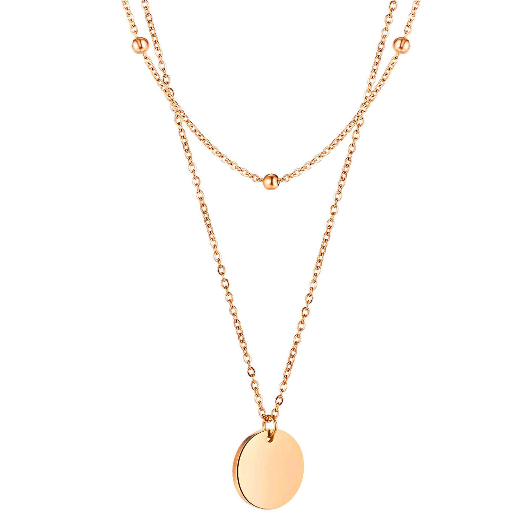 LÖB Kette mit Anhänger 750 Roségold vergoldet Edelstahl Halskette Kreis Anh günstig online kaufen