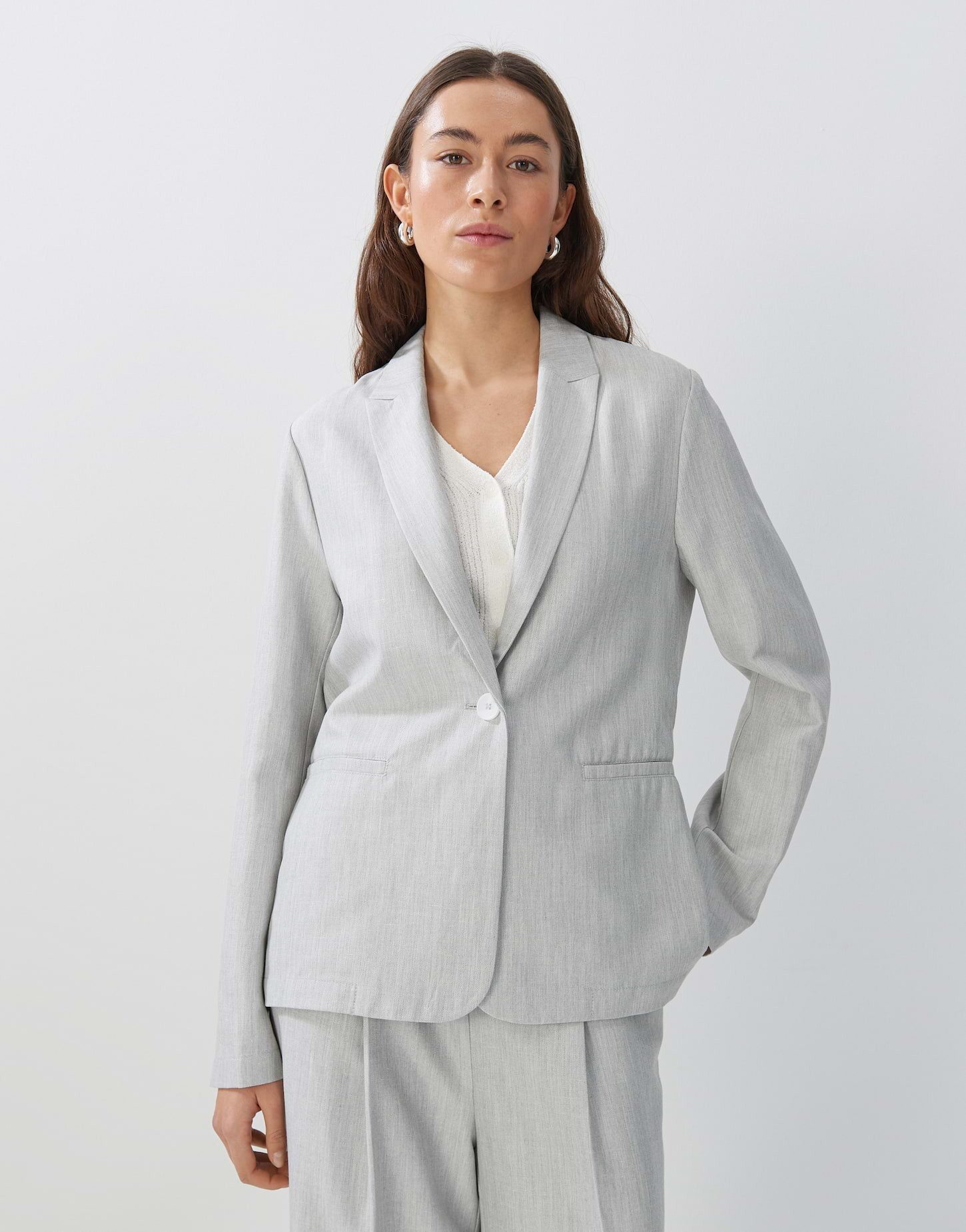Jackenblazer Blazer NULO DETAIL aus Leinen Mix