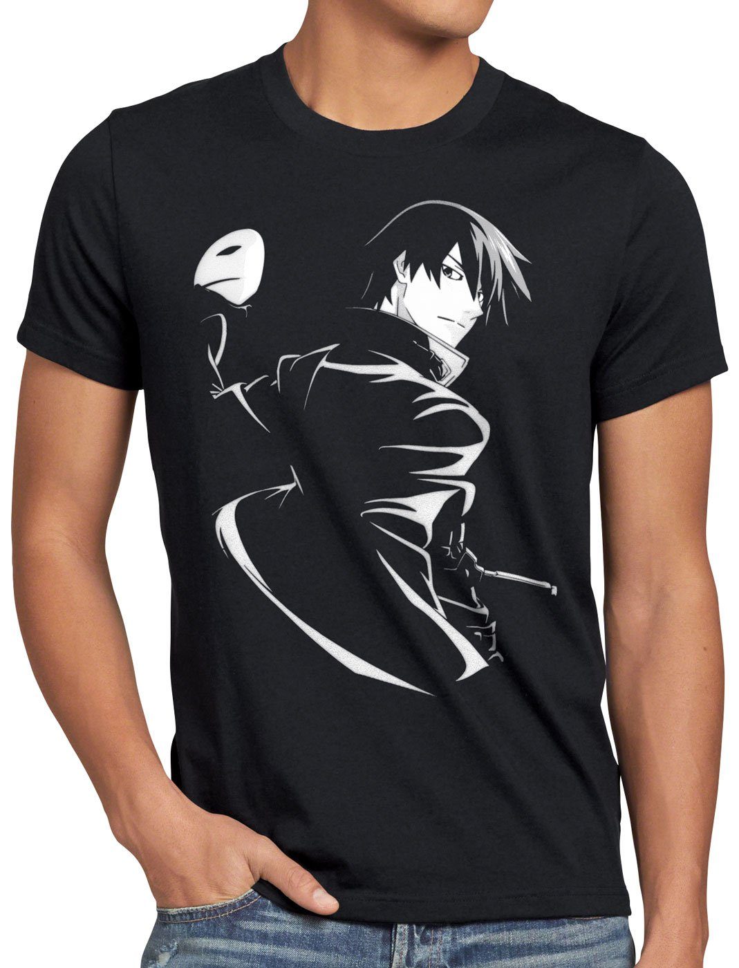 style3 Print-Shirt Herren T-Shirt Hei Maske darker than black anime japan