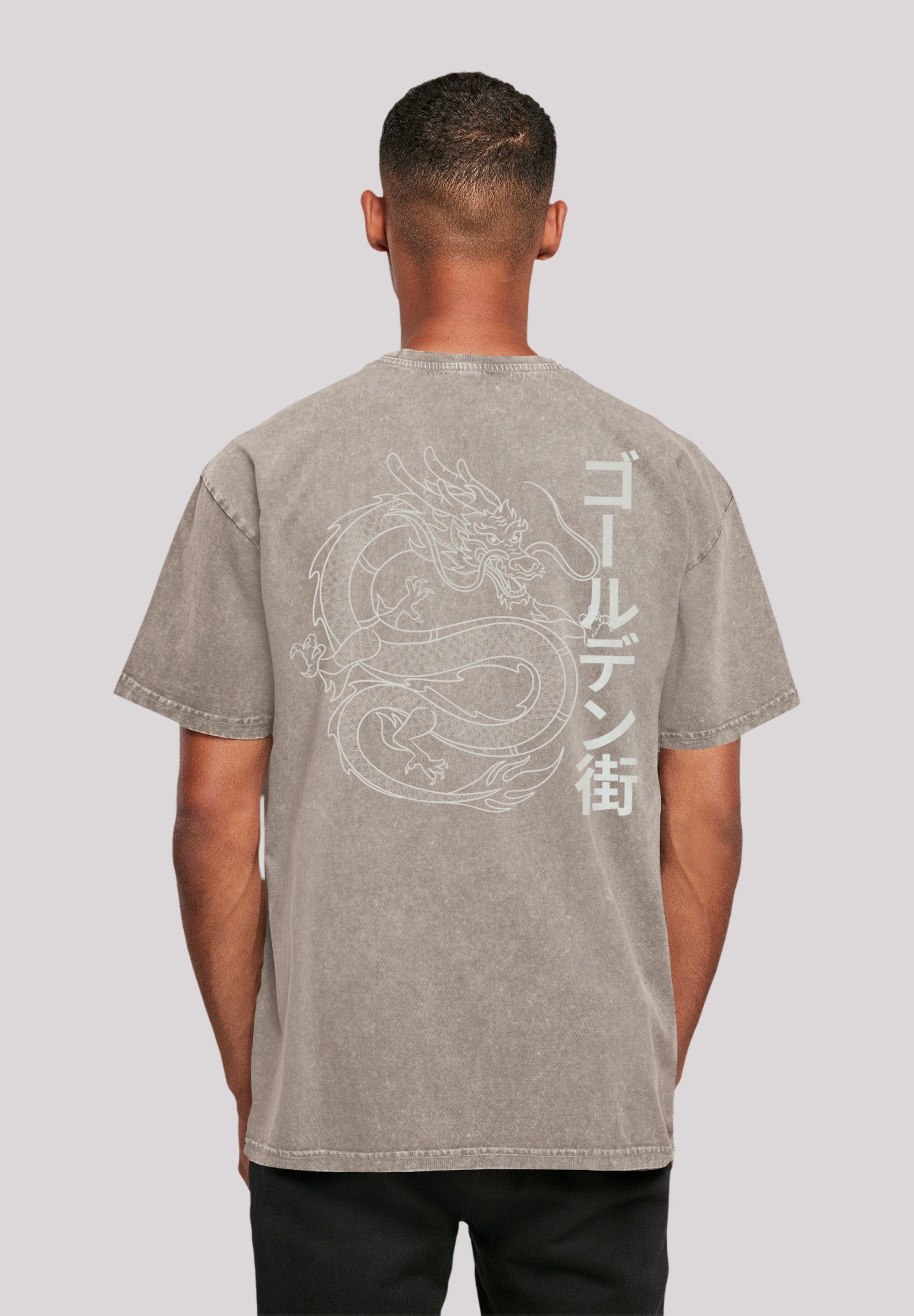 Print Drache Asphalt Gai T-Shirt F4NT4STIC Golden