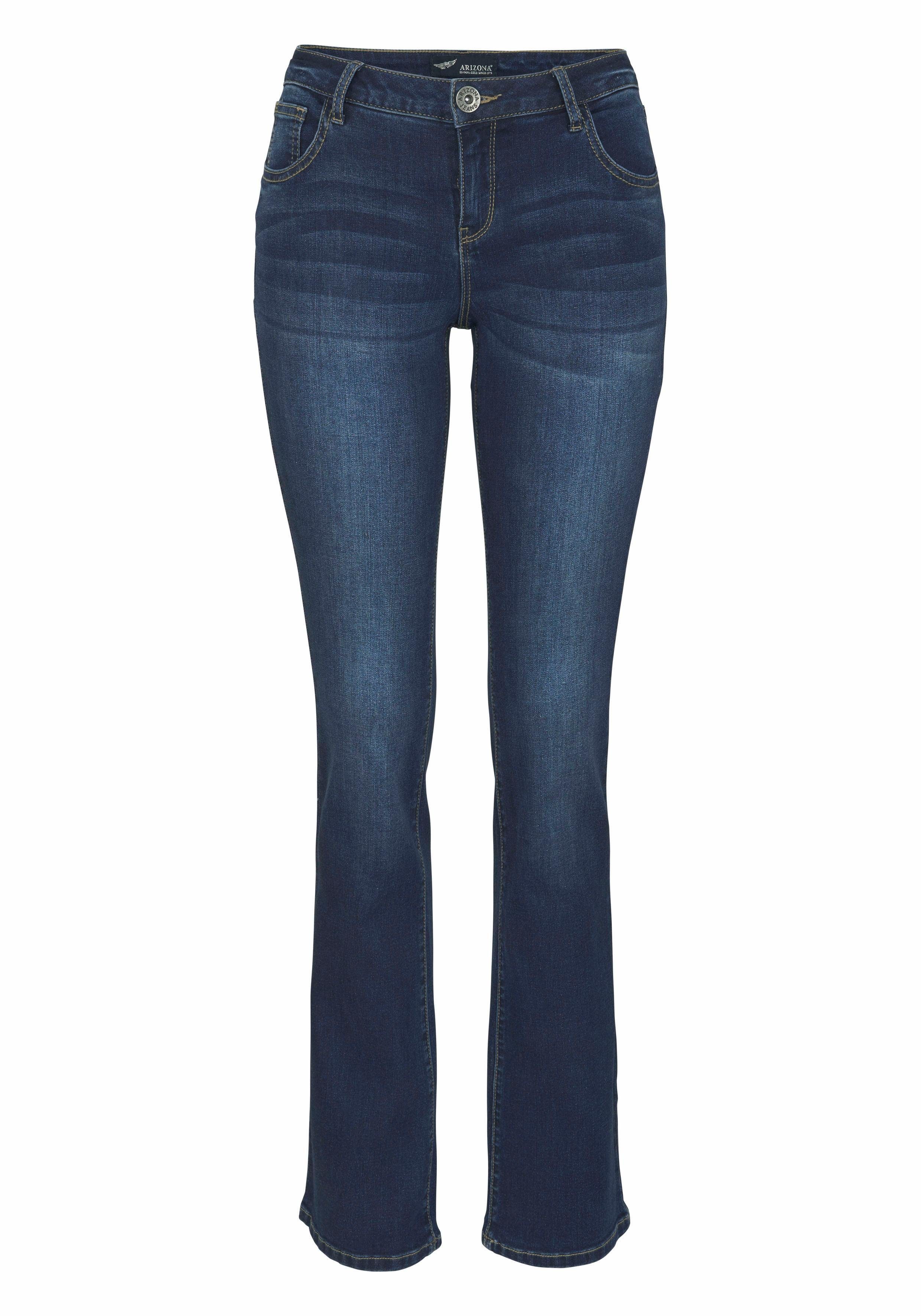 Mid-Waist Ultra-Stretch dark-blue-used Arizona Bootcut-Jeans