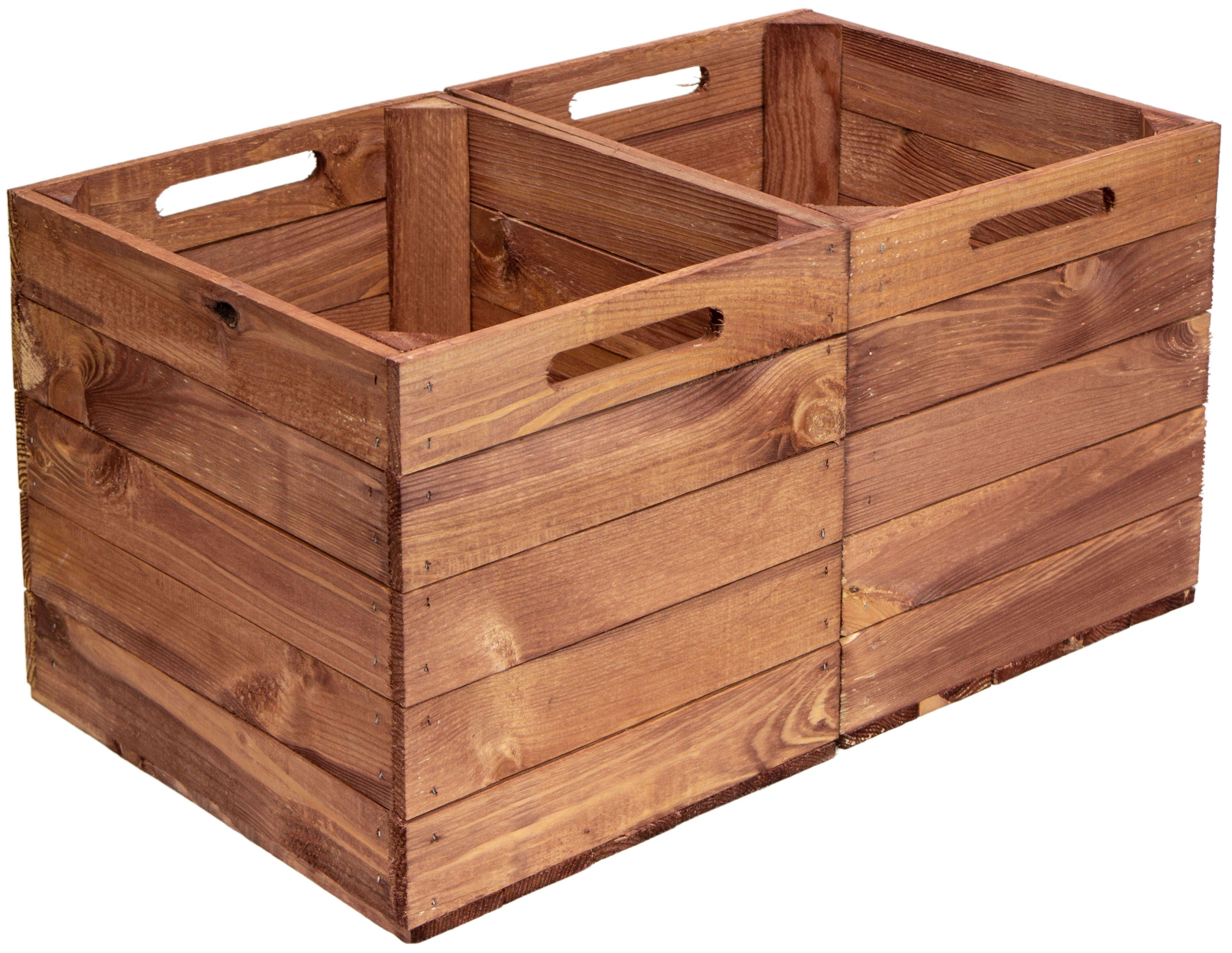 Kistenkolli Altes Land Allzweckkiste 2er set Holzkiste Vintage Ocker passend für Kallax und Expeditregale (Spar-Set, 2er Set)