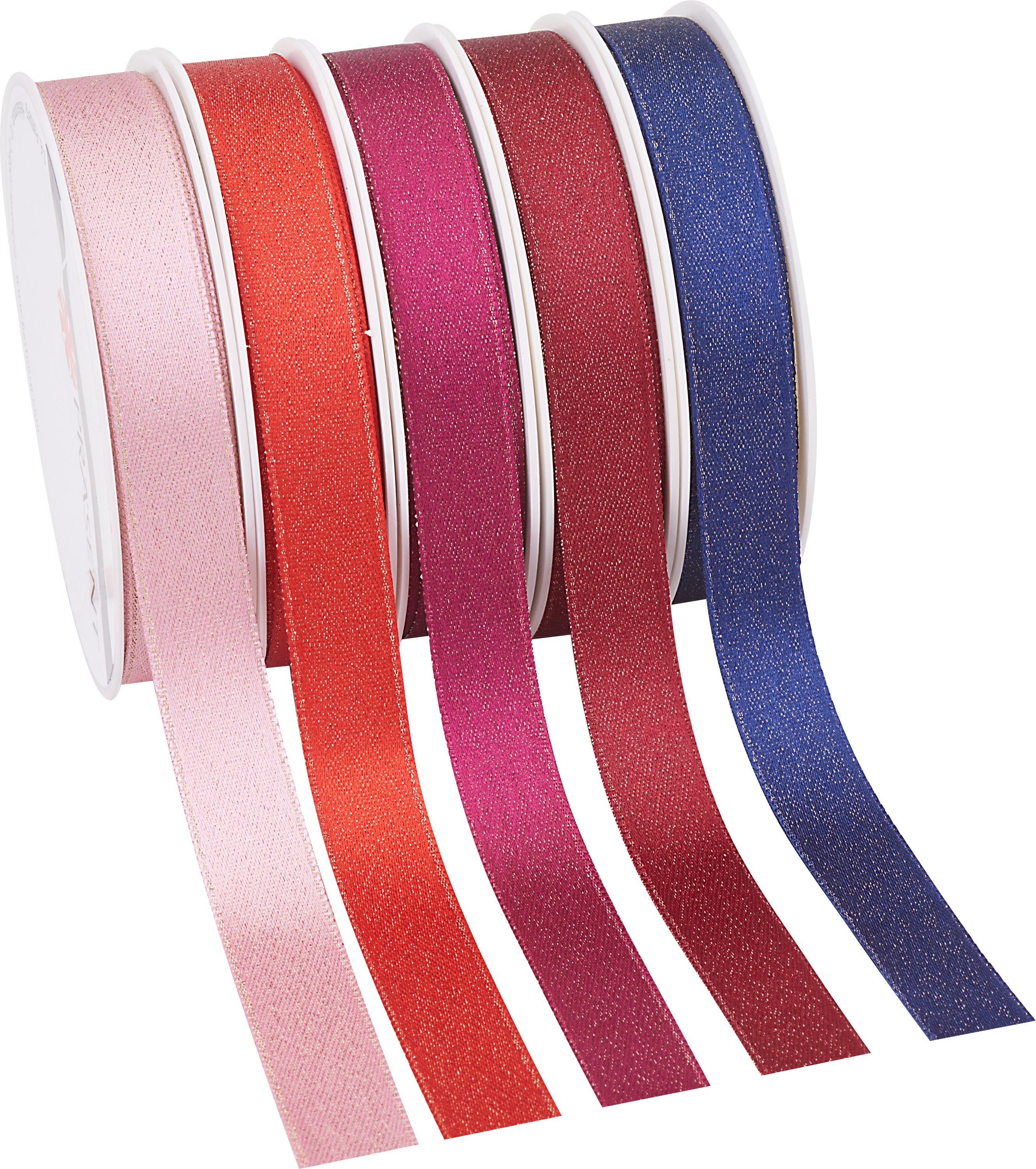 PRÄSENT Satinband Glitter bunt, 3 m