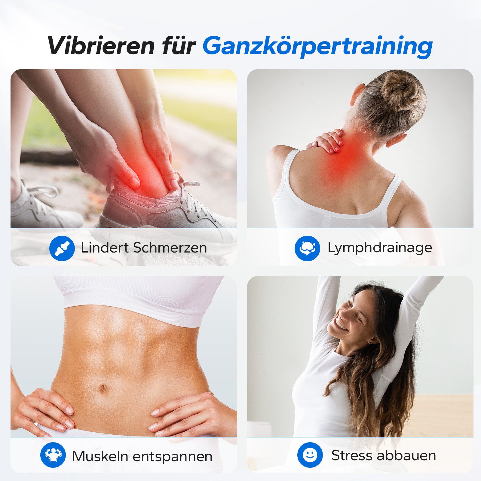 MERACH Vibrationsplatte mit Bluetooth, Widerstandsband, Ganzkörper Sportgerät, 10 Intensitätsstufen, LED-Display, für Gewichtsverlust, Formung, Training Bauch Beine Gesäß