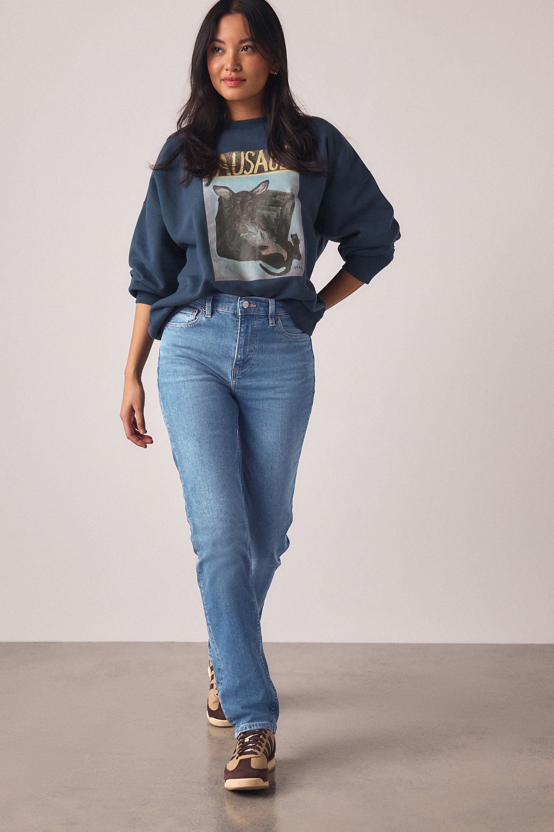 Next Slim-fit-Jeans Slim Fit Stretch-Jeans mit mittelhohem Bund (1-tlg)