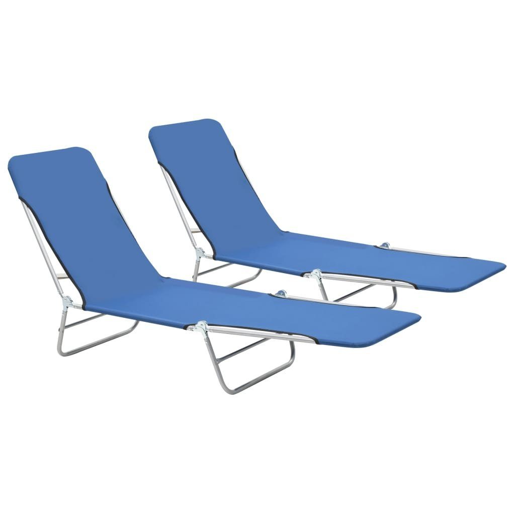 Gartenliege Klappliegen 2 Stk. Stahl und Stoff Blau