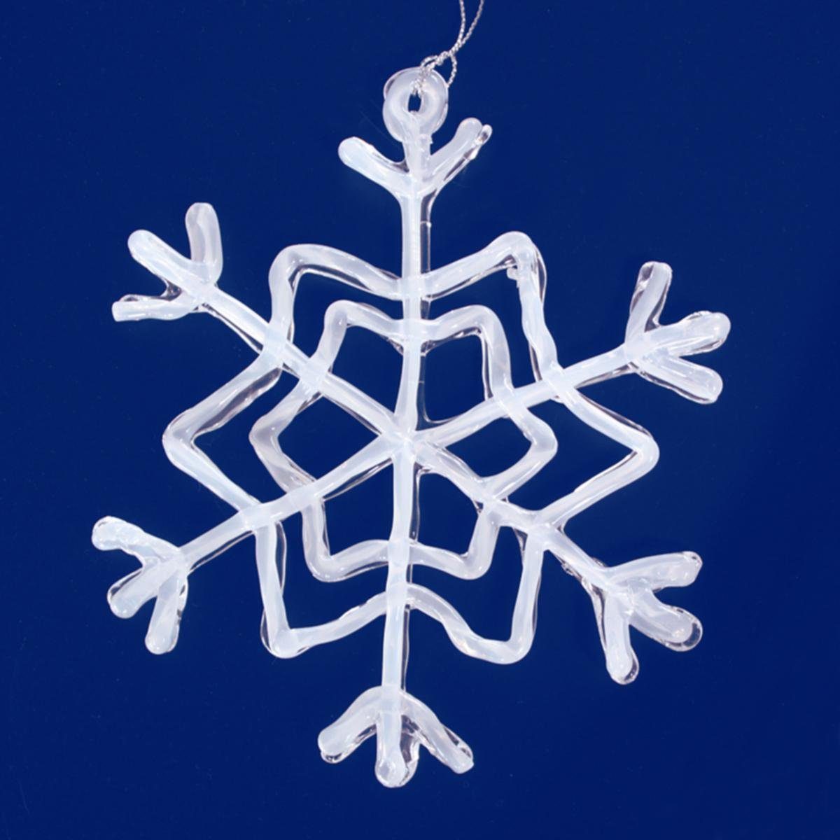 440s Christbaumschmuck 440s Eiskristall Schneeflocke Acryl-Hänger weiß ca 16 cm D (1-tlg)