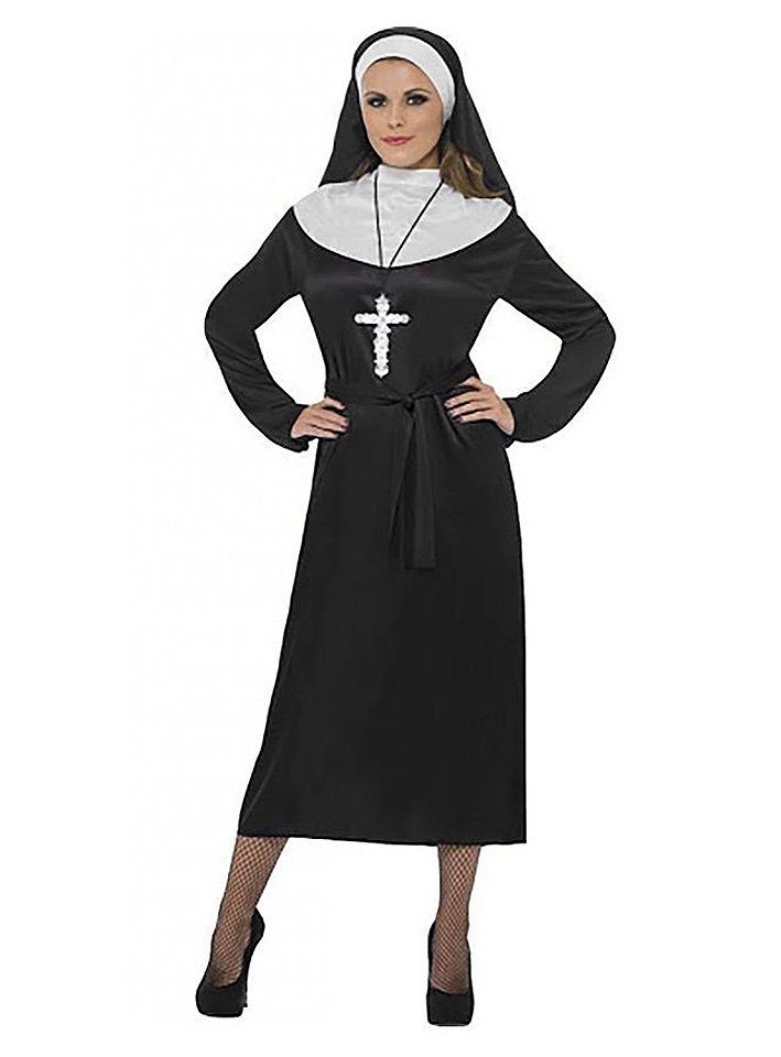 Smiffys Kostüm Ordensschwester - Nonne für Fasching und Halloween, Langes, enganliegendes Nonnenkostüm - auch für Halloween geeignet!